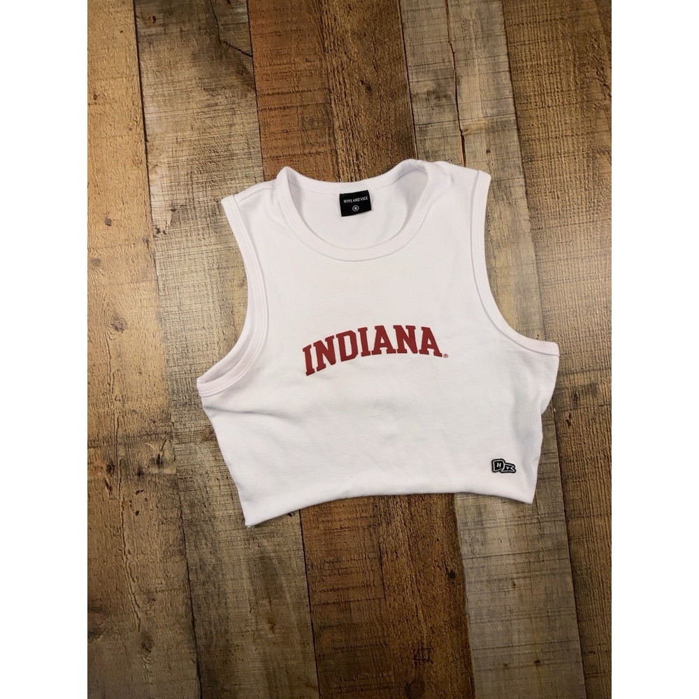 Hype and Vice Indiana Hoosiers Women's Small White Ribbed Cropped Tank Top NCAA